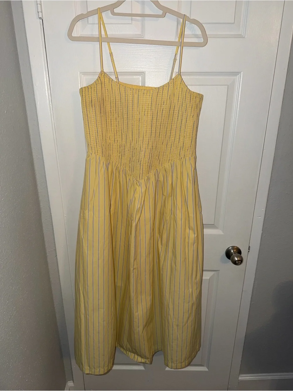 Yellow Striped Smocked Sundress